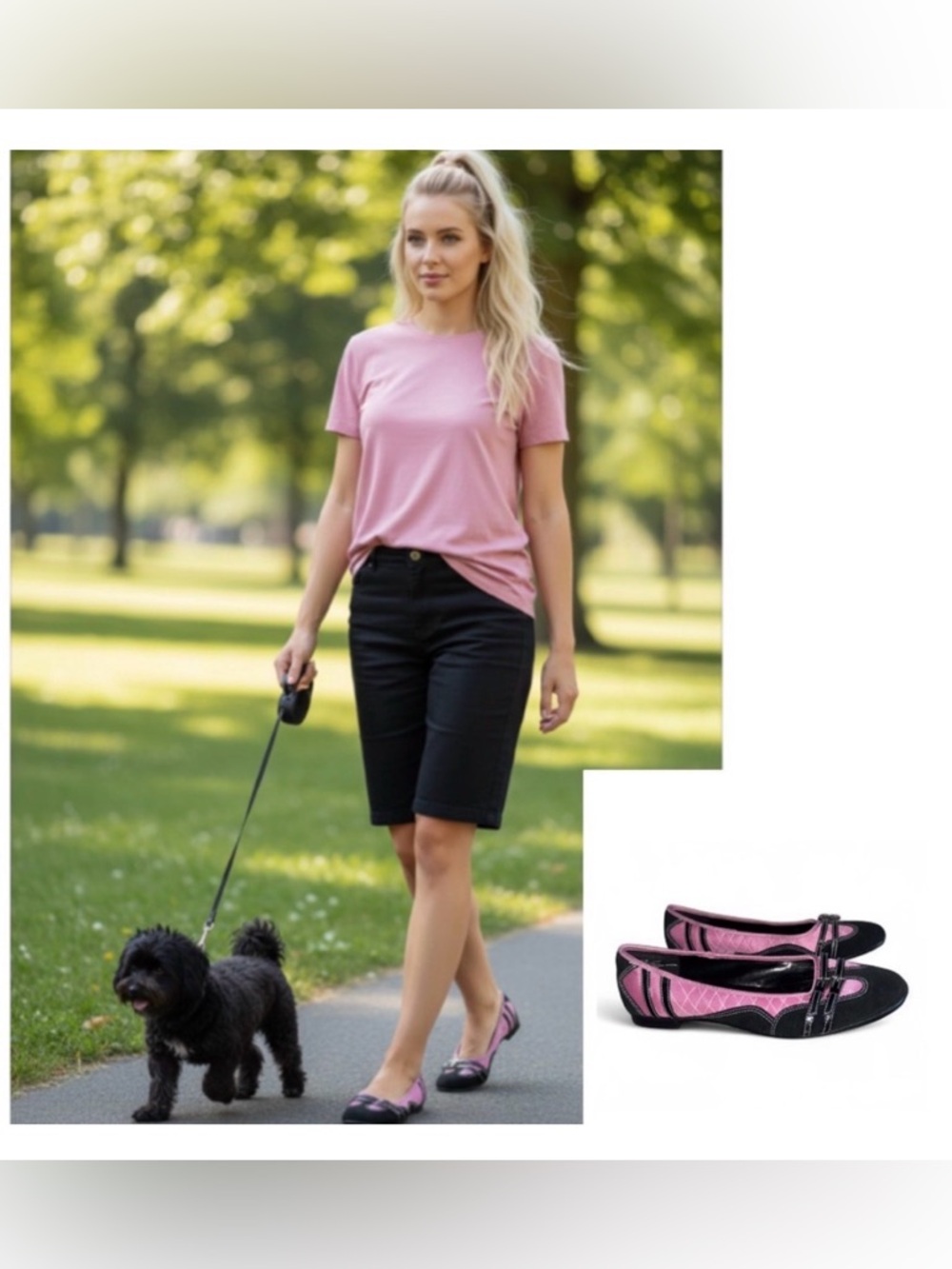 Pink and Black Flats Loafers sneakers with Buckle Detail 9
